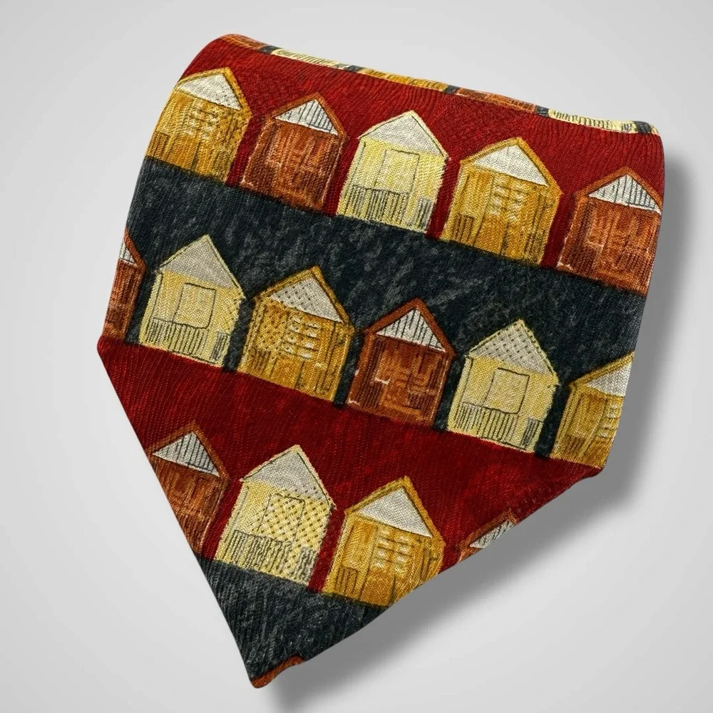 ERMENEGILDO ZEGNA Mens Silk Necktie ITALY Luxury Houses‎ Village Burgundy Multi